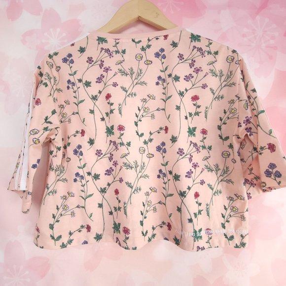 Adidas Originals Top Shirt Cropped Floral Aint No Sunshine Gym Casual Size XS - Picture 4 of 8